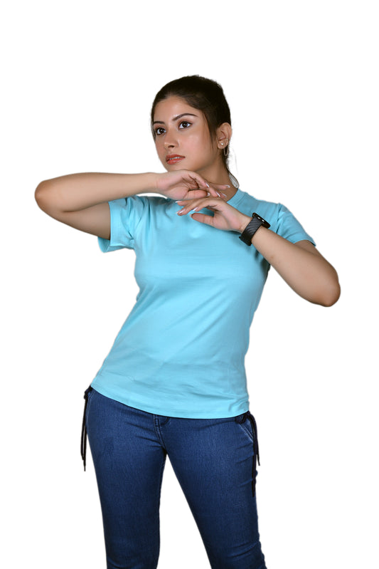 Classic Fit Women Sky Blue Tshirt