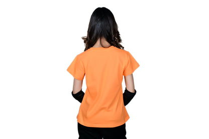 Women's Orange Skip People Graphic Printed Classic Fit Tshirt