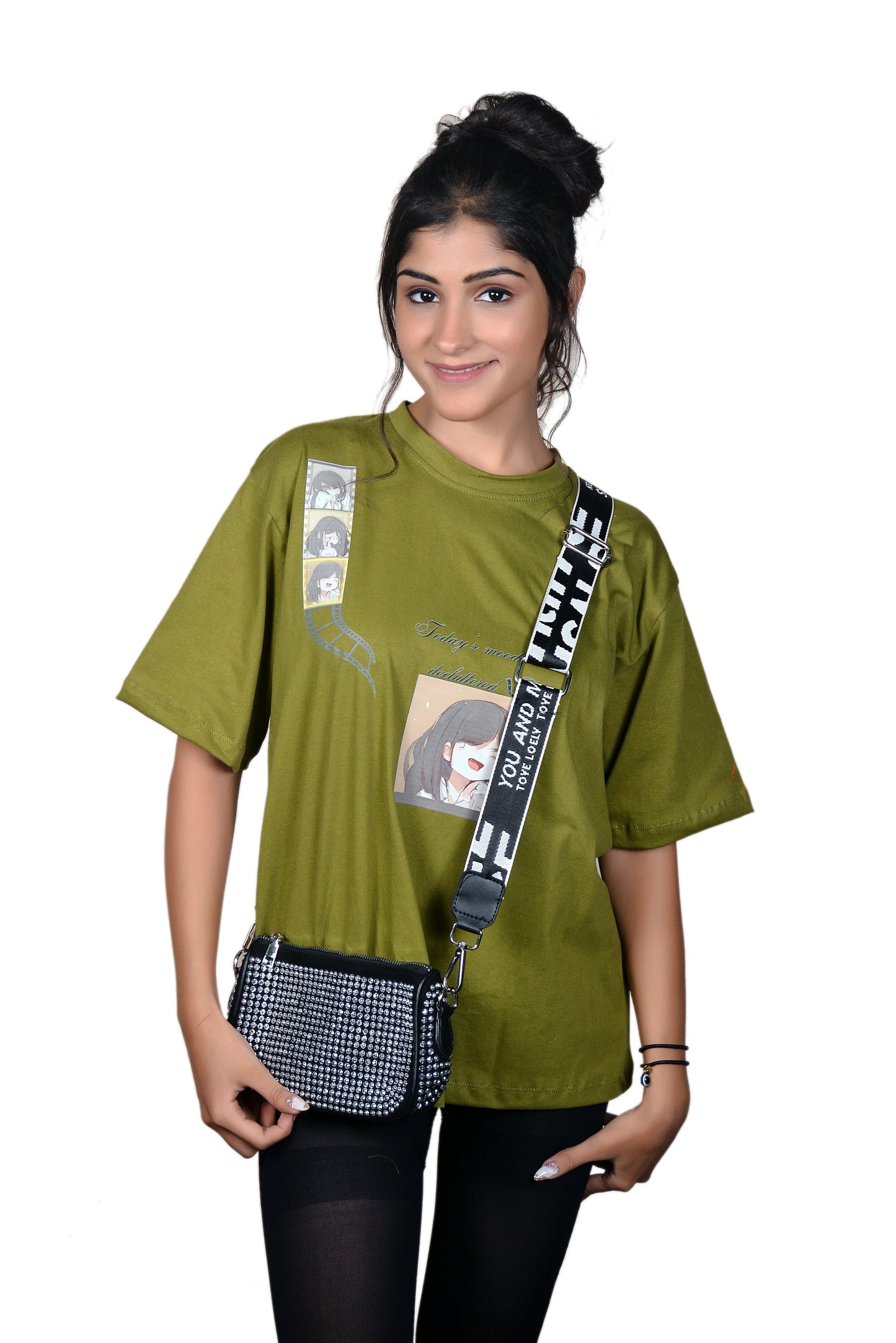 Women's Olive Mood Roll Boy Friend Tshirt