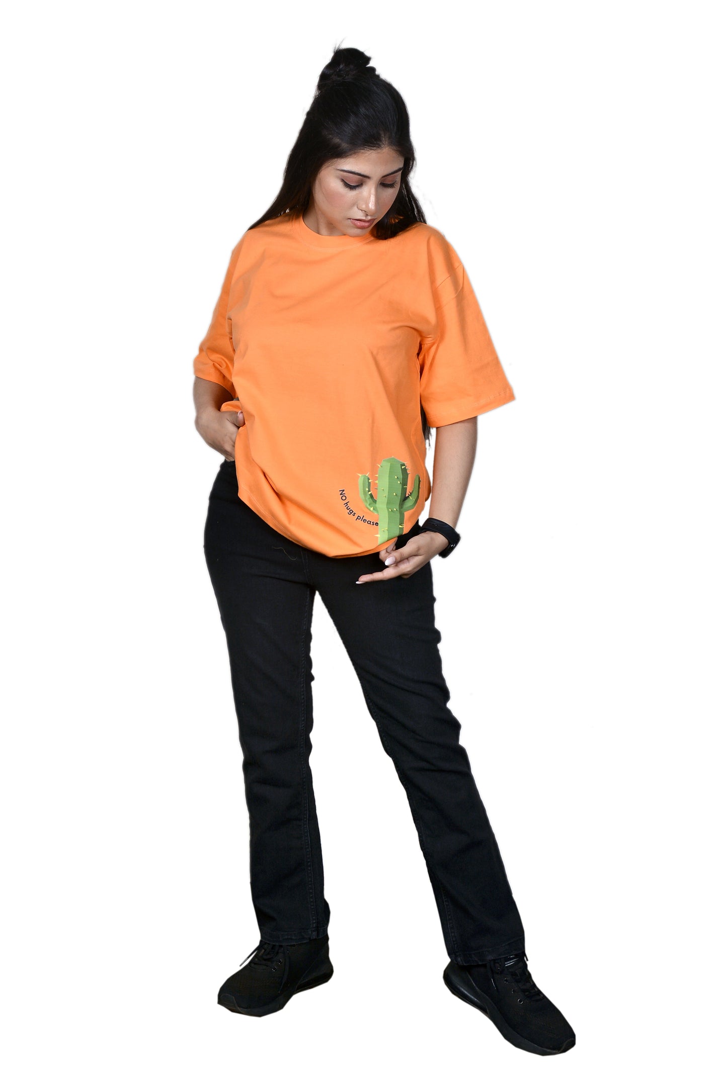 Women's Orange Cactus Boyfriend Tshirt