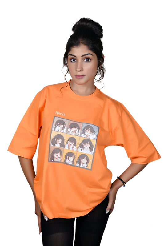 Women's Orange 9 Moods Oversize Tshirt