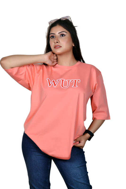 Women's Peach WUT Oversize Tshirt