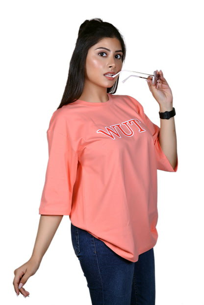 Women's Peach WUT Oversize Tshirt