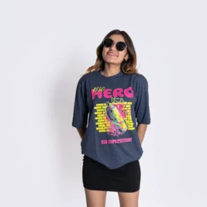 Women's Grey "Big Hero Big Expectations" Oversize Tshirt