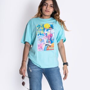 Sky Blue Chinese Cotton Boyfriend Tshirt