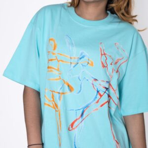 Sky Blue Dancing Girls Cotton Oversize Tshirt