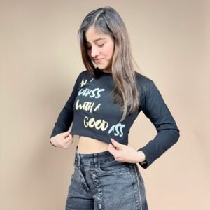 Women's black badass crop top